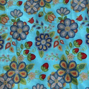 Elizabeth Studio Tucson Blue Strawberry Floral Print Quilting Fabric 44" X 96"